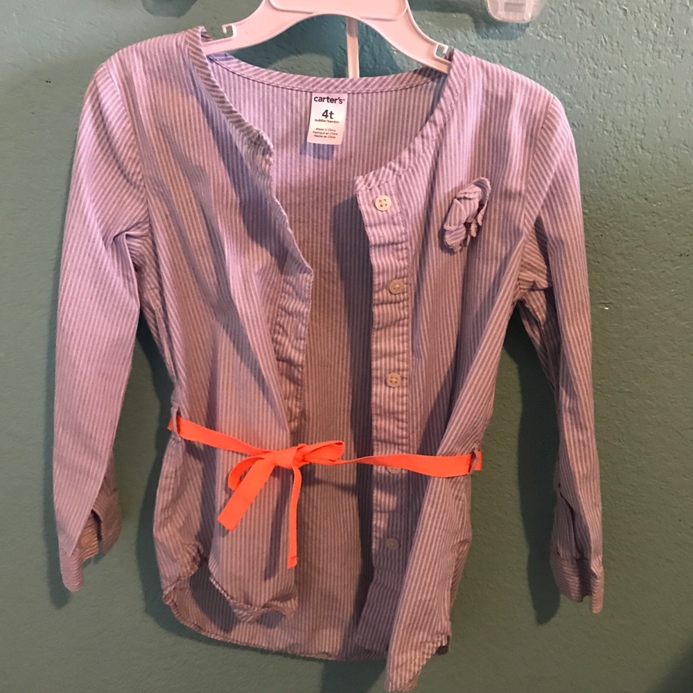 Blue pinstripe button down with orange tie