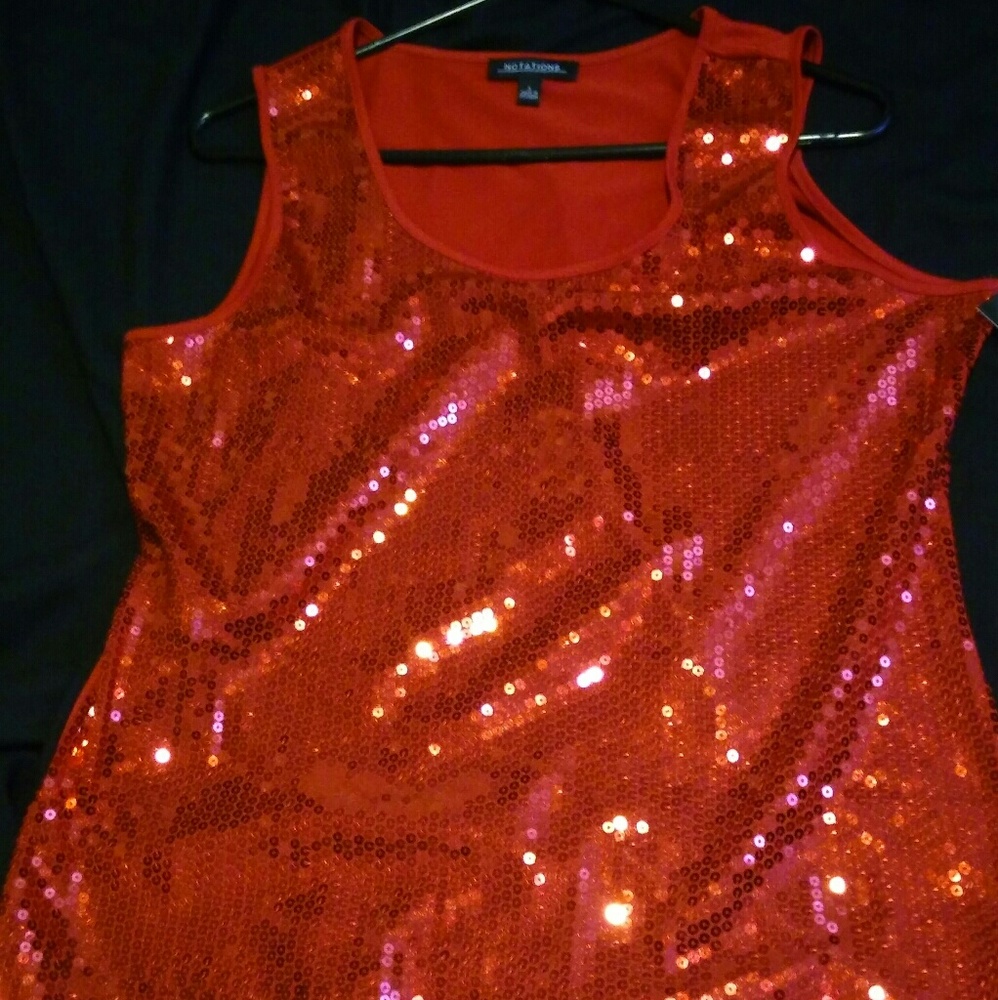 Red embellished tank