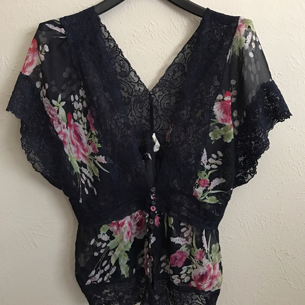 Floral Sheer Lace Shirt