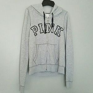 Victoria's Secret Tops - Victoria's Secret PINK Gray Hoodie Zip Up Victoria's Secret Tops - Victoria's Secret PINK Gray Hoodie Zip Up