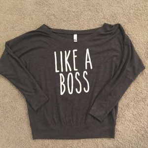 Like a Boss Off the Shoulder Shirt Large NWOT