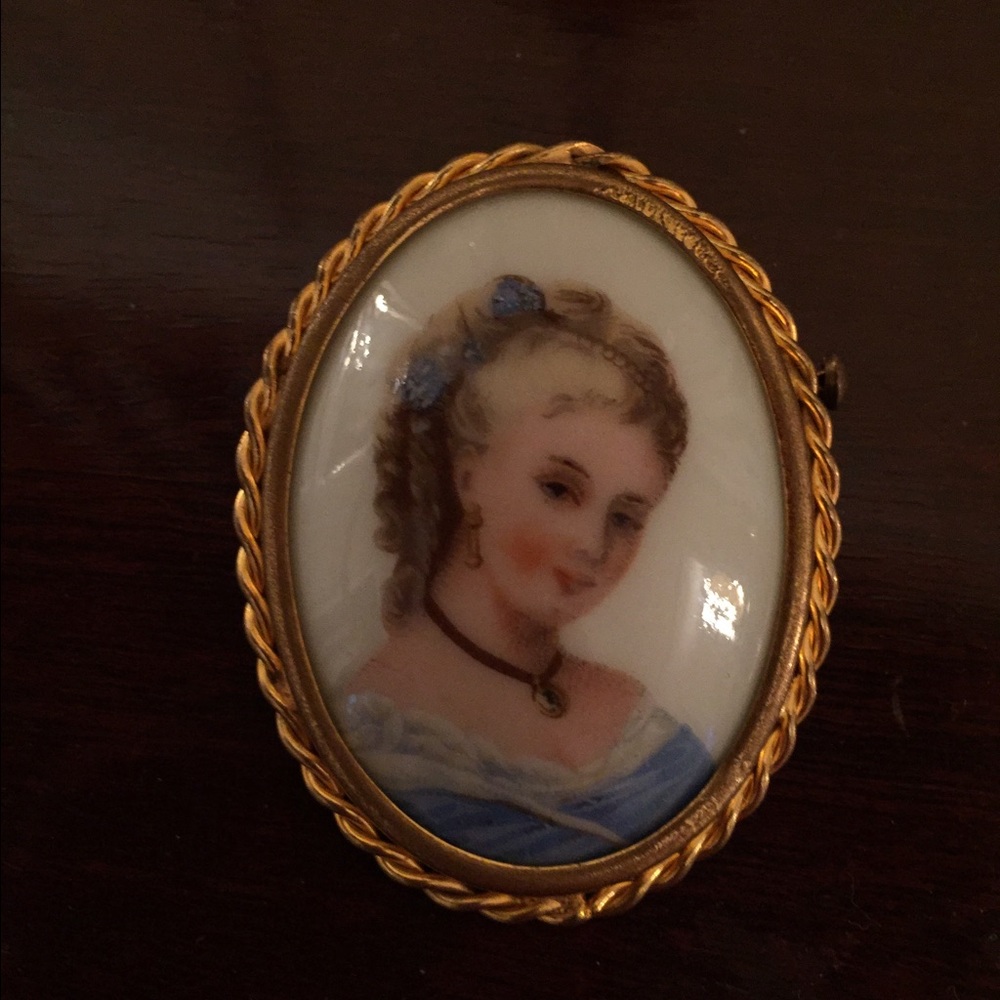 1890'sLimoges France Hand painted Porcelain Brooch