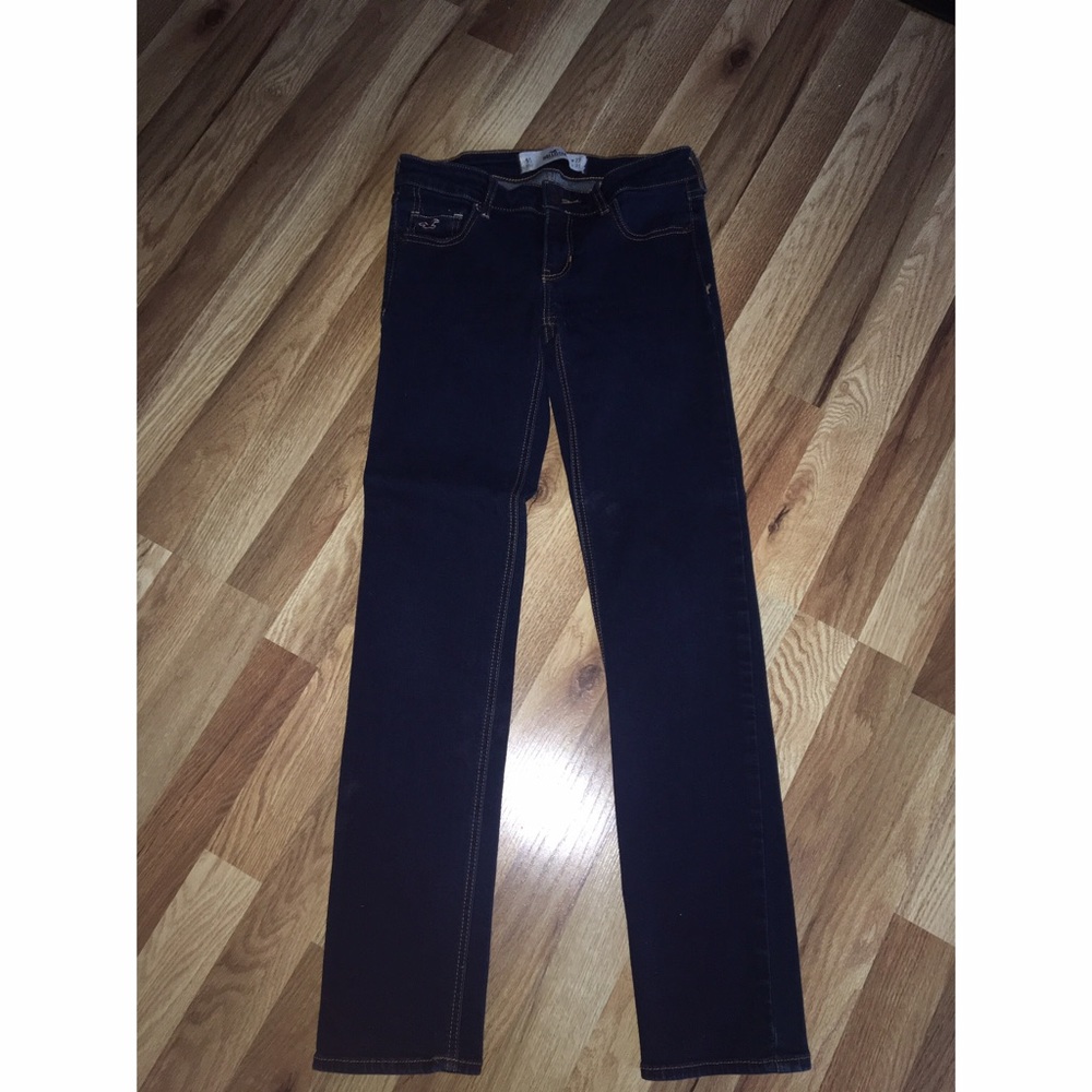 Hollister dark blue jeans.