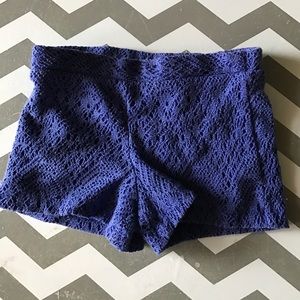 Blue lace shorts