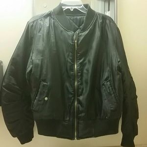 Black puffy bomber jacket