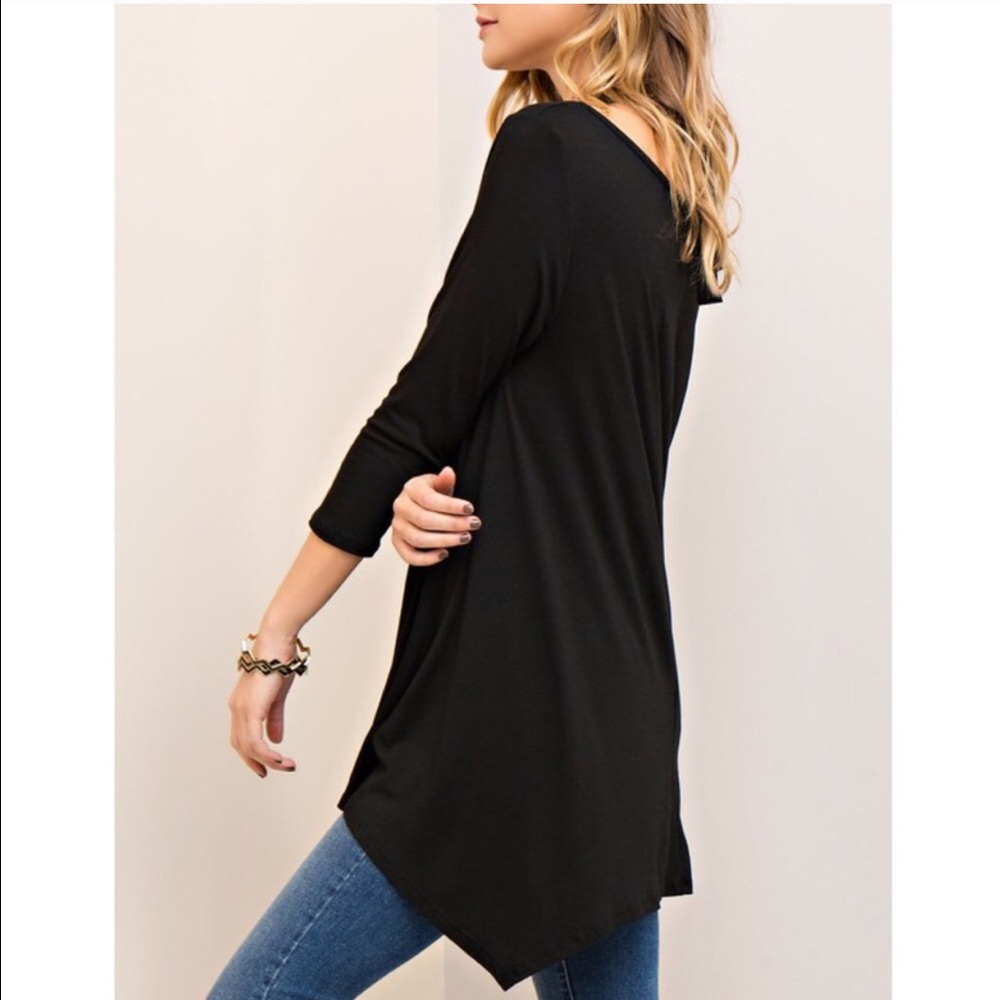 🚨1 HR SALE🚨EMMA asym halter neck tunic top BLACK - Picture 2 of 4