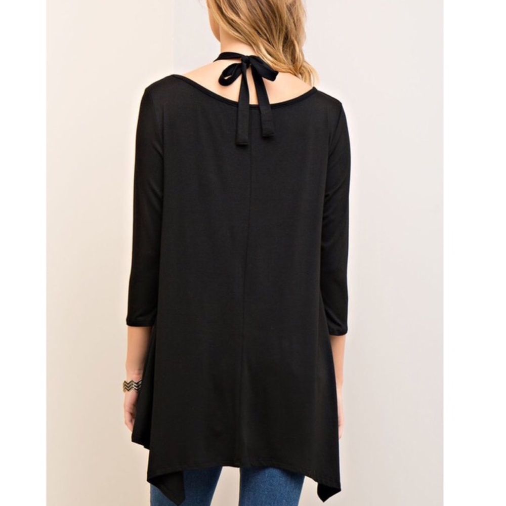 🚨1 HR SALE🚨EMMA asym halter neck tunic top BLACK - Picture 3 of 4