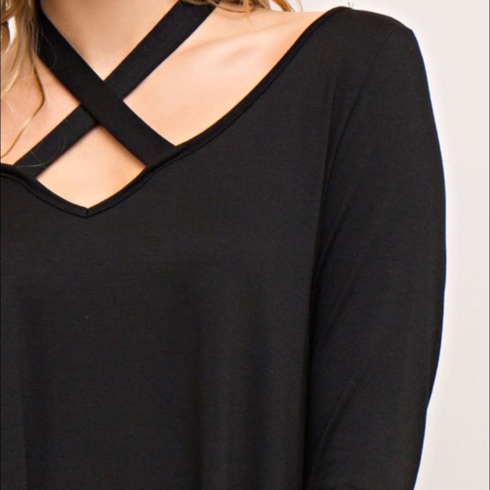 🚨1 HR SALE🚨EMMA asym halter neck tunic top BLACK - Picture 4 of 4