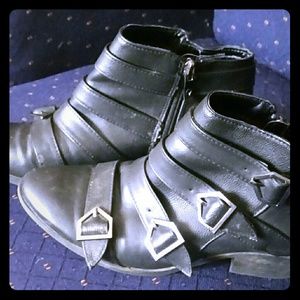 Black Buckle Ankle Boots size 8 Booties