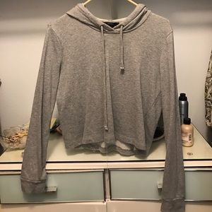 F21 Heather Grey Cropped Hoodie