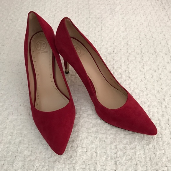 Tory Burch Shoes - Tory Burch Red Suede Heels