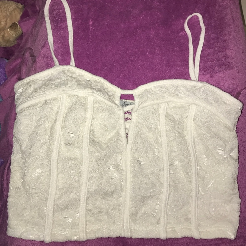White lace crop top