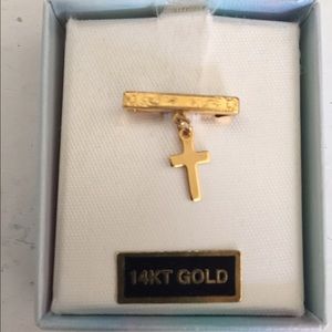 Brand New 14kt Gold Cross Pin