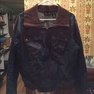 Torrid size 2 jean jacked with brown knit accents