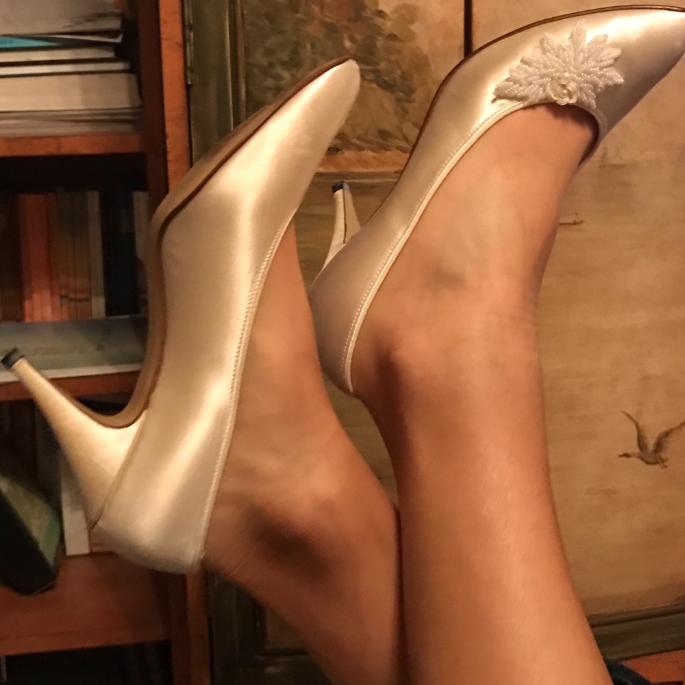 Vintage Wedding 1980s Bridal Shoes Pumps Heels
