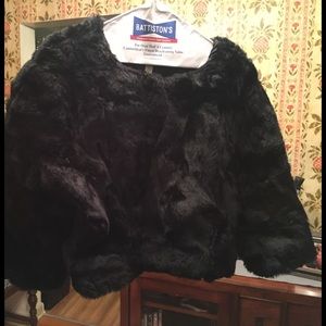 Black faux fur Lauren Conrad shrug