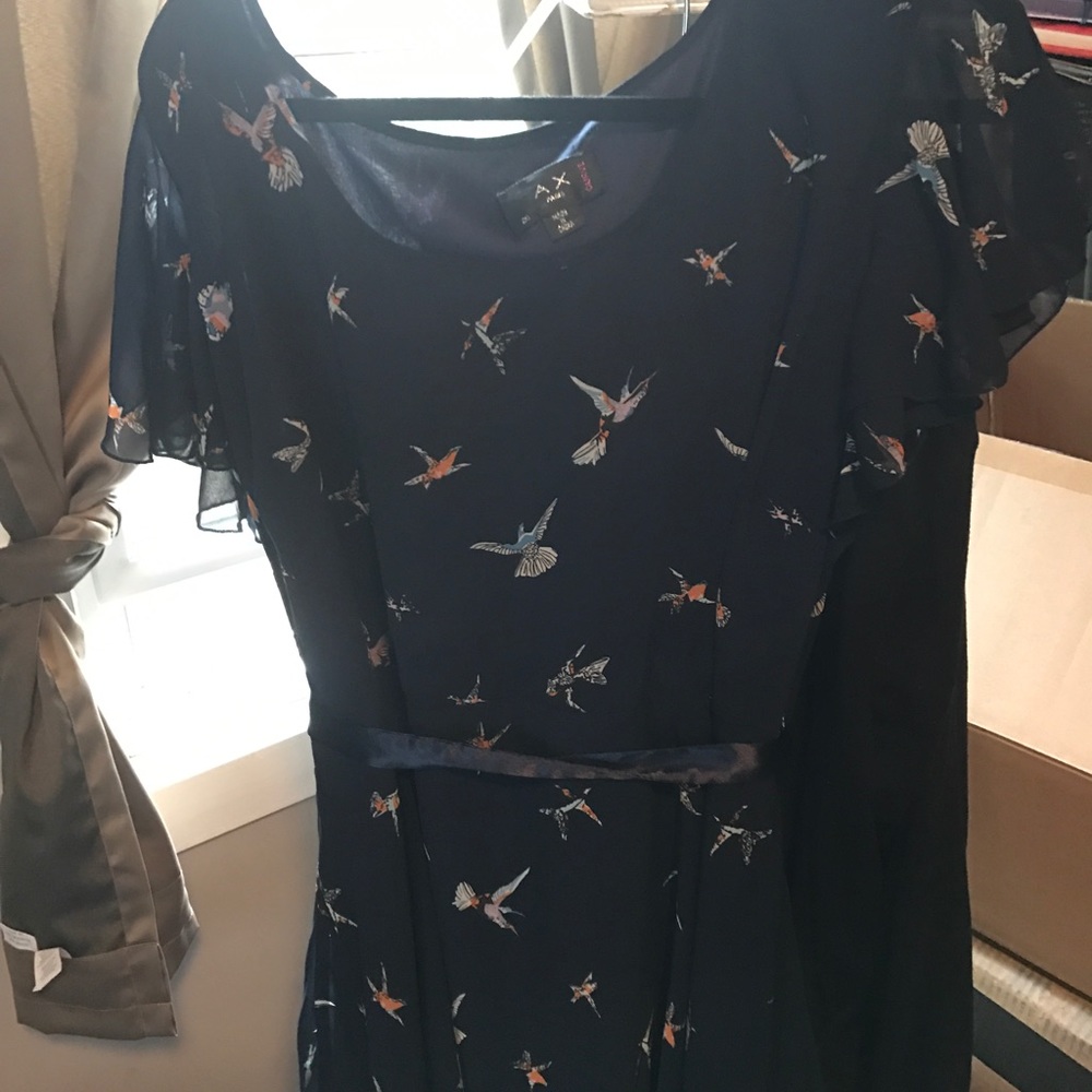 ASOS Navy Satin tie bird dress