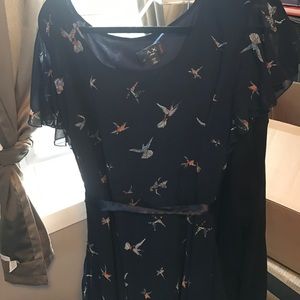 ASOS Navy Satin tie bird dress