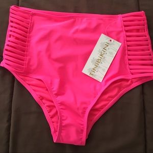 TiNiBiKiNi Hot Pink High Waist Caged Swim Bottoms