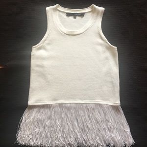 Timo Weiland White Fringe Knit Tank