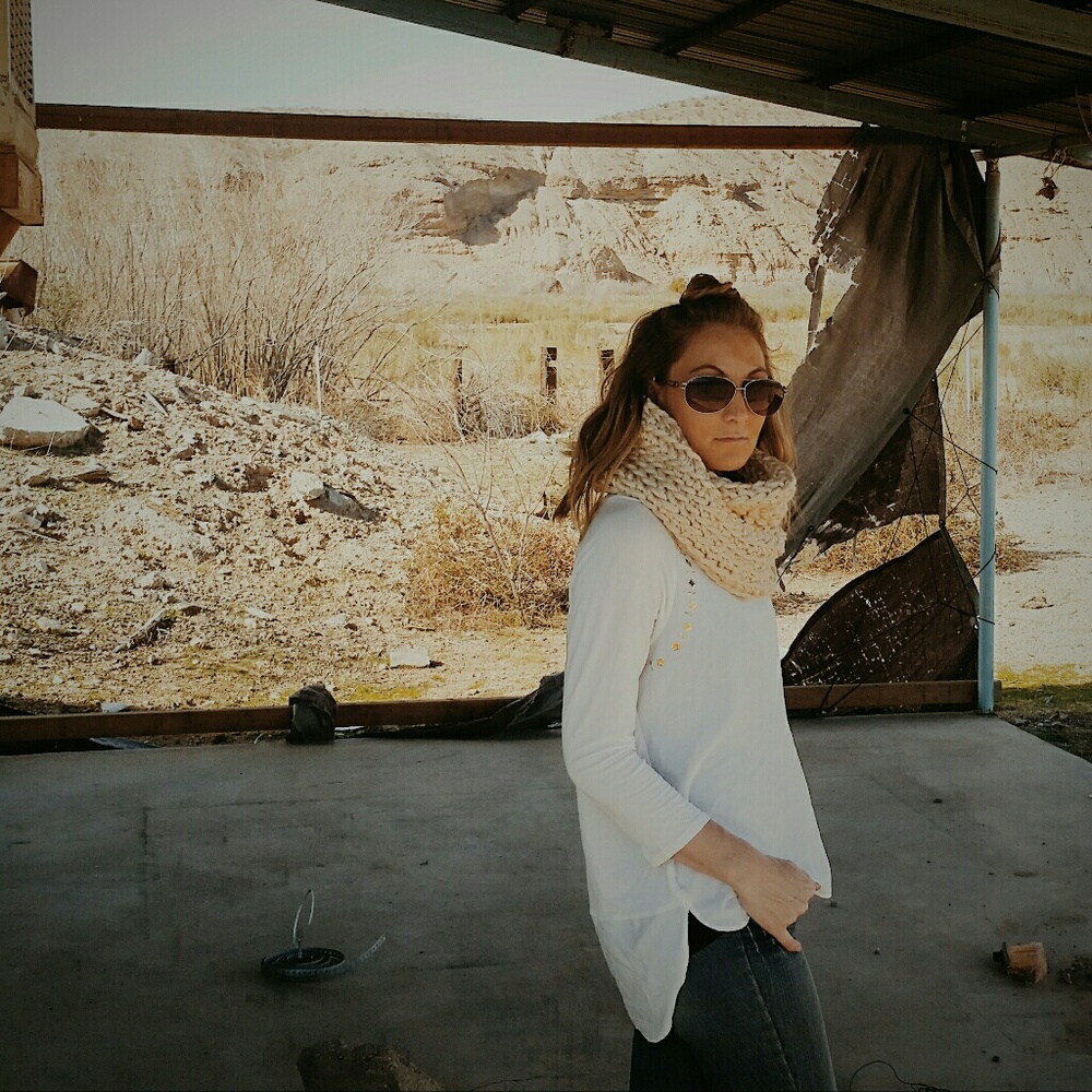 Tan Knitted Infinity Scarf