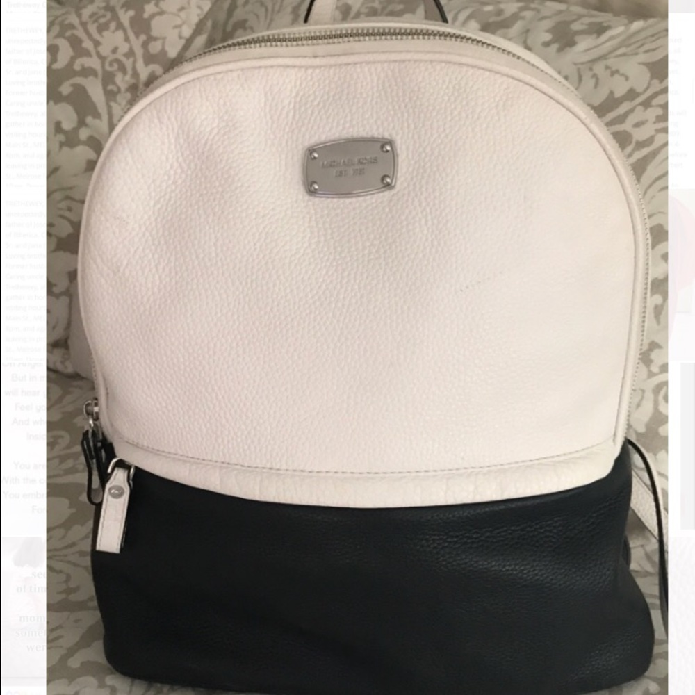 Michael Kors black & white leather back pack