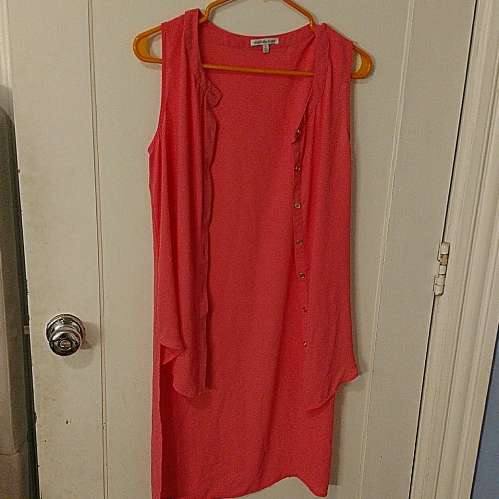 Coral chiffon high low top