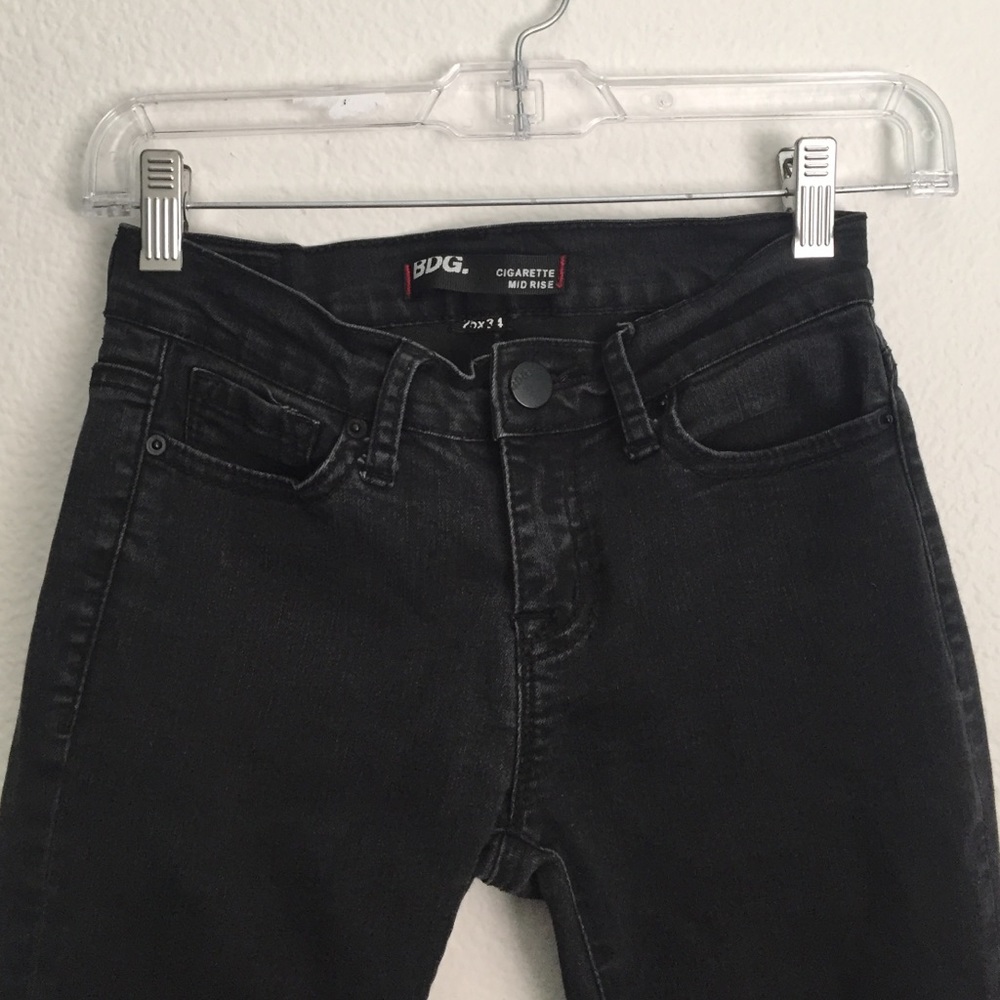 grayish black cigarette mid rise jeans