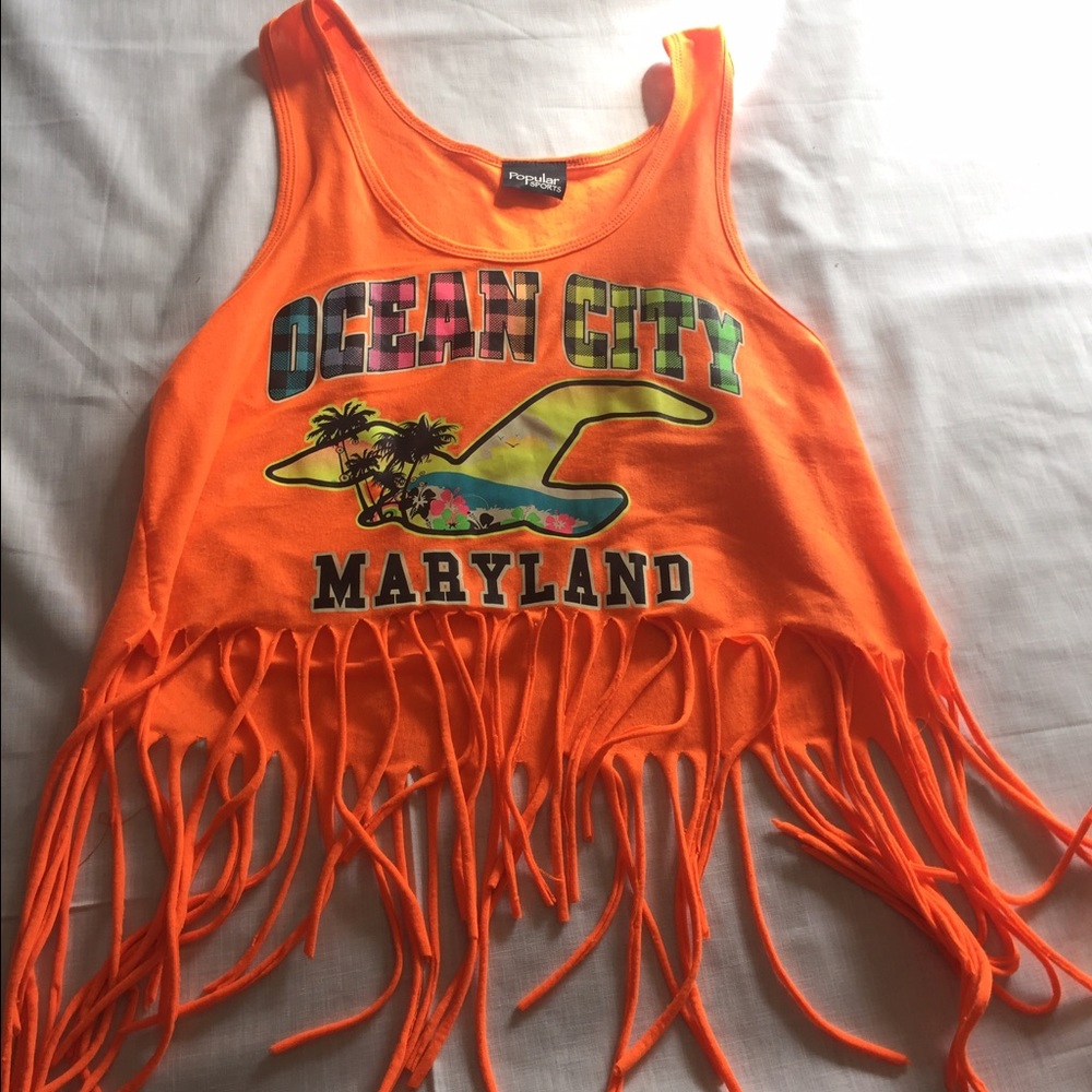 Ocean City Crop Shredded Tank Top
