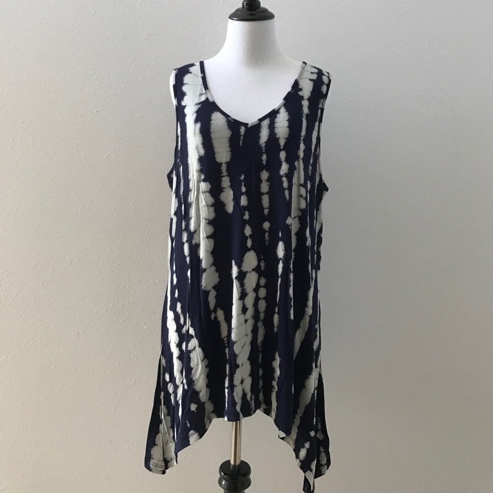 Blue & white tie dye tunic top