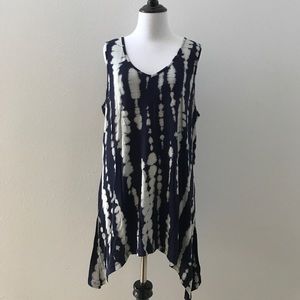 Blue & white tie dye tunic top