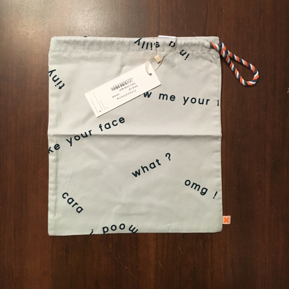 New tiny cottons many words bag light blue