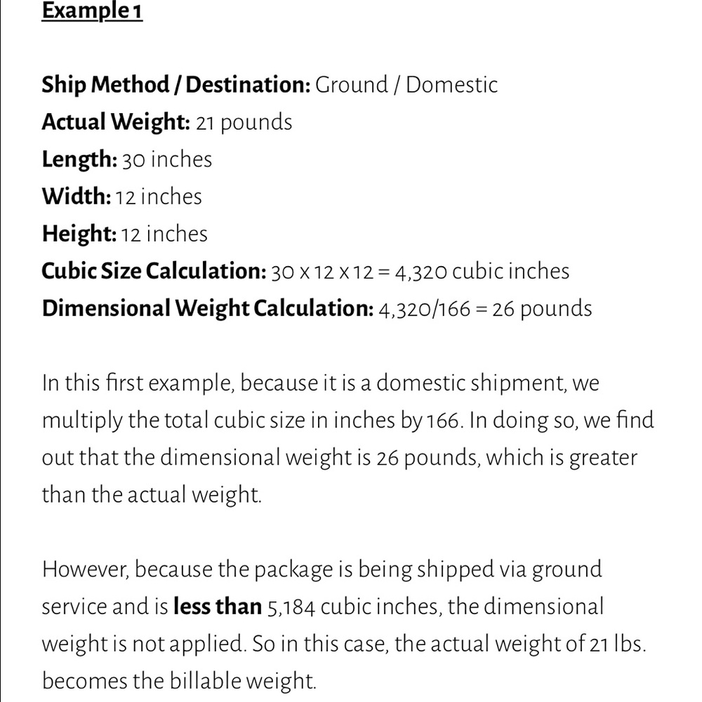 Dimensional Weight