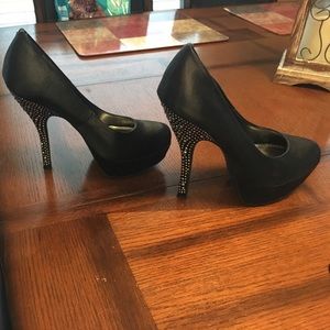 Bakers black heels with jeweled heel