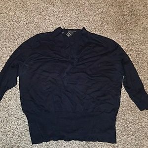 Lane Bryant 3/4 Sleeve Tie Sweater Black 18/20