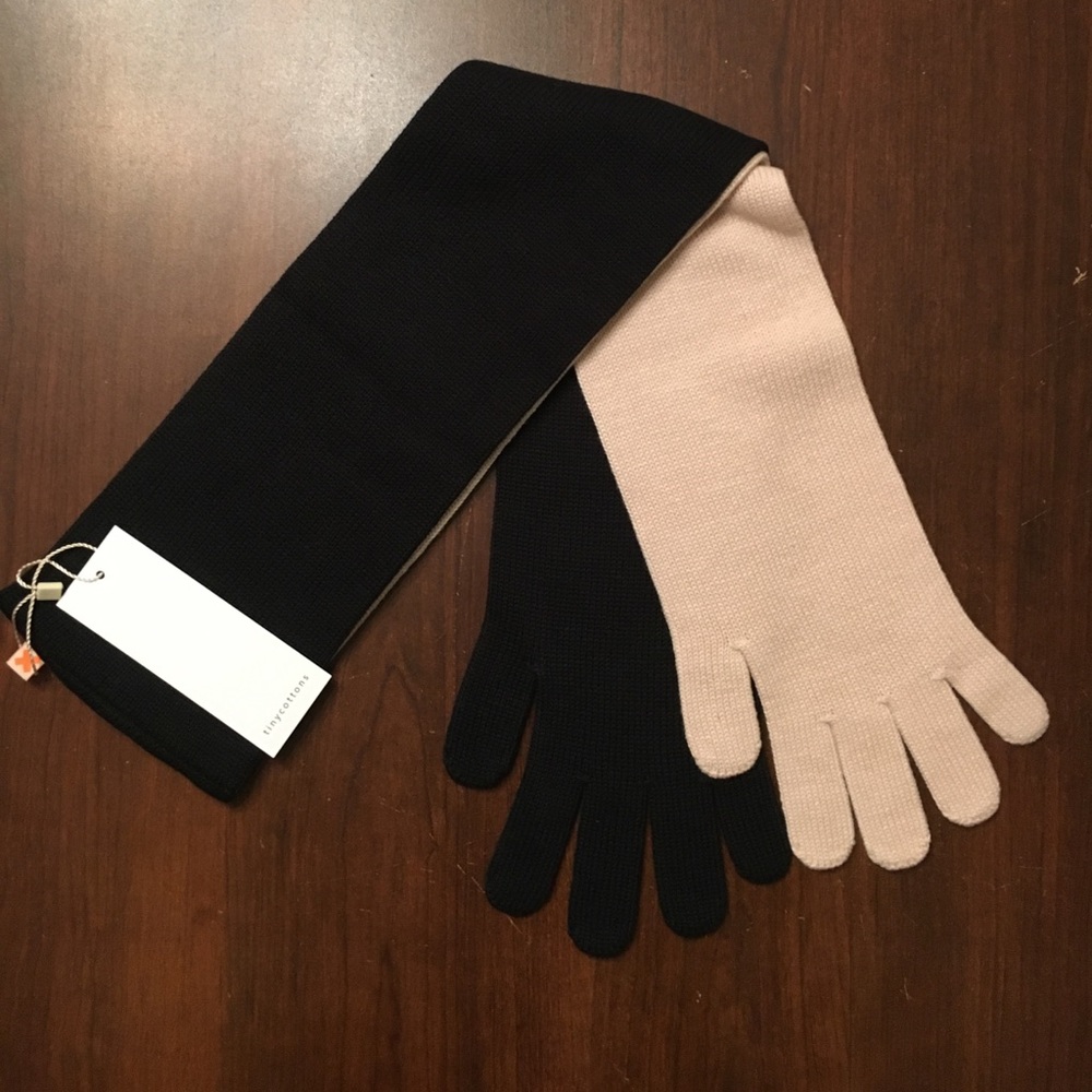 New tiny cottons hug me scarf / beige & black