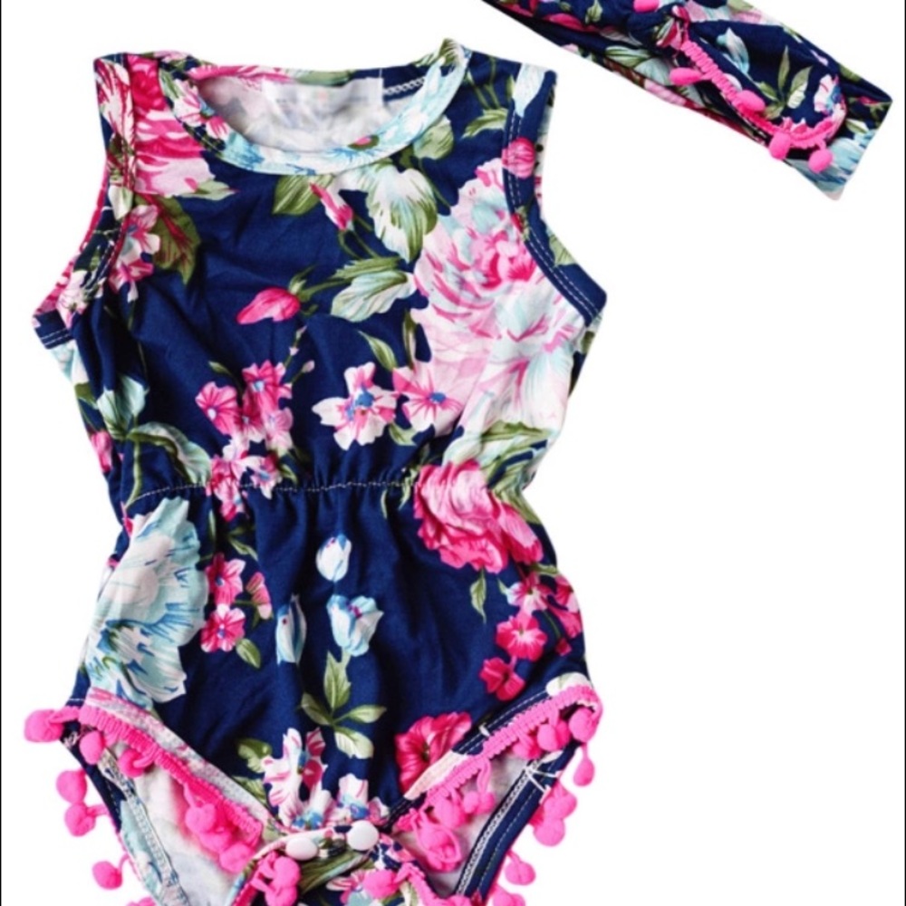 New floral romper with matching headband