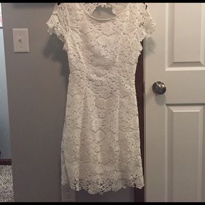 white tight lace dress