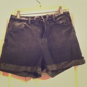 Black faded denim shorts
