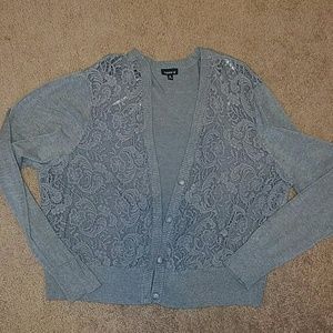 Grey lace front cardigan