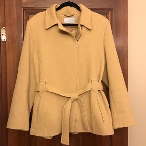 Laura Clement Collection woman's Coat 1x tan wool
