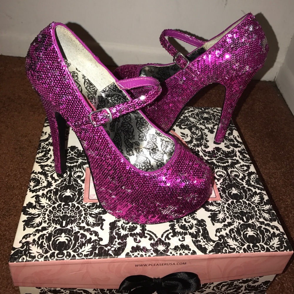 Pink Sequin Heels