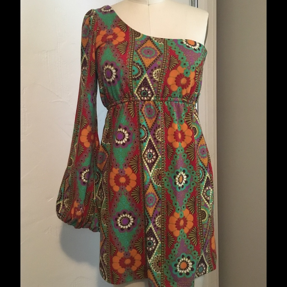 Judith March One Shoulder Multicolored Dress