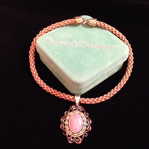 Sterling & Mixed Metal Rhodonite Enhancer on Cord - Picture 9 of 9