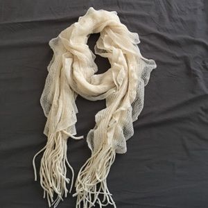 Acrylic ruffled crochet fringe scarf