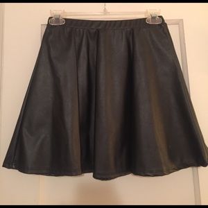 Black faux leather skater skirt