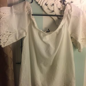 Miss Selfridge Off the Shoulder Lace Top!