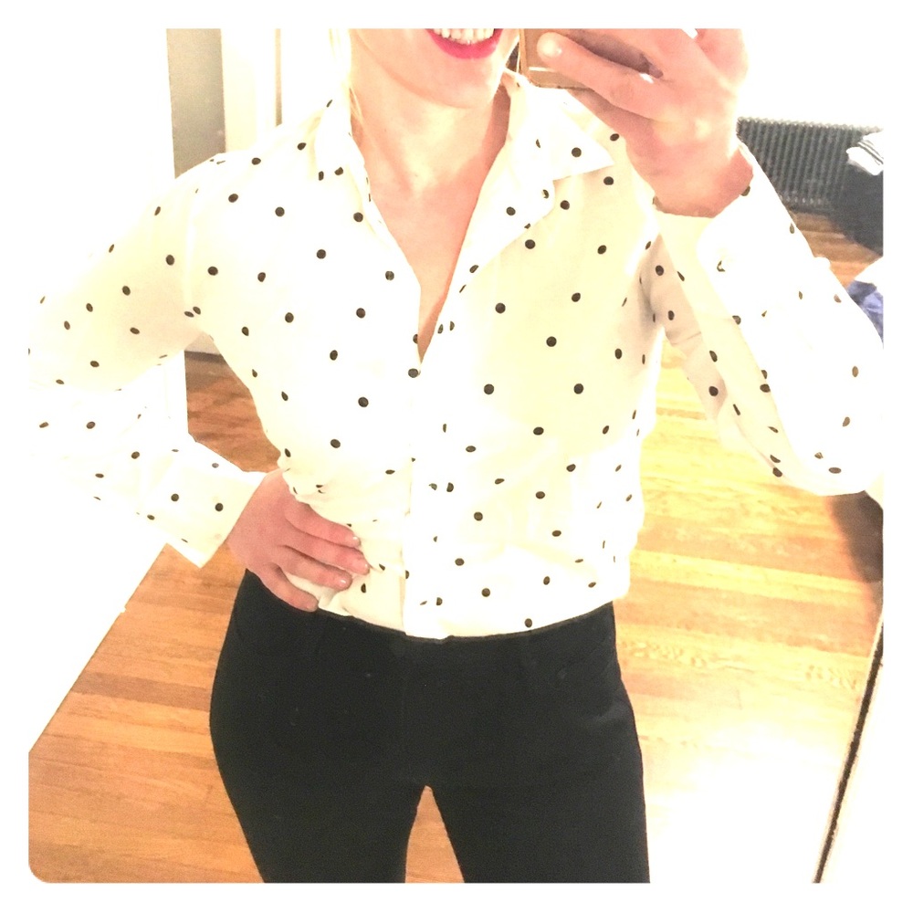 J Crew polka dot button down perfect shirt