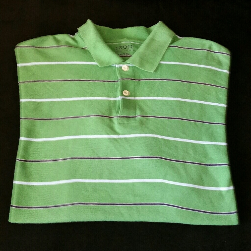 Men's 2xl Izod Polo Green Striped Shirt