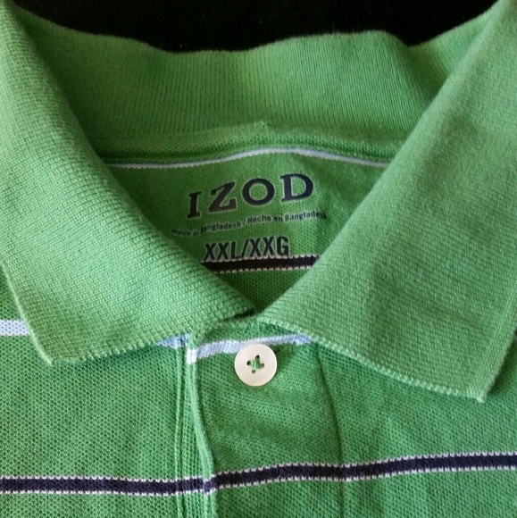 Men's 2xl Izod Polo Green Striped Shirt - Picture 2 of 2